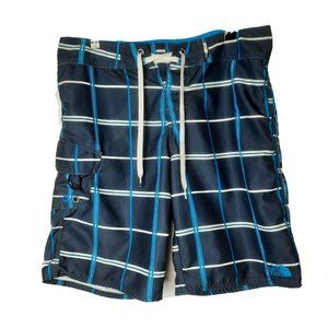 The North Face Men Swim Board Shorts Plaid Blue Size 34